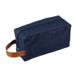 Necessaire de tecido denim com alça lateral em couro sintético cor azul quinta vista