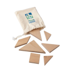 Clássico conjunto de quebra-cabeças e tangram feito de madeira natural cor castanho vista principal