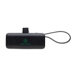 Powerbank com conector lightning e diversas portas 3.000 mAh cor preto vista com logo