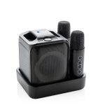 Conjunto karaoke de plástico reciclado com dois microfones e coluna 5W cor preto vista principal