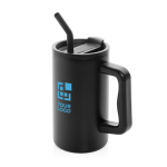 Caneca térmica elegante de aço inoxidável reciclado 800ml cor preto vista principal