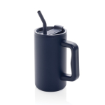 Caneca térmica elegante de aço inoxidável reciclado 800ml cor azul-marinho