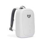 Mochila antirroubo de RPET impermeável com proteção RFID 16” cor branco-sujo vista com logo