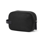 Necessaire de poliéster reciclado com toque suave e alça lateral cor preto