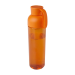 Garrafa de plástico reciclado com uma alça de silicone 600ml cor cor-de-laranja