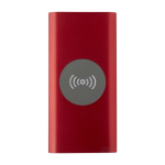 Bateria externa sem fios de alumínio reciclado 8.000 mAh cor vermelho segunda vista frontal