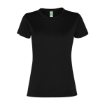 T-shirt desportiva de poliéster reciclado de mulher 100 g/m2 Roly cor preto