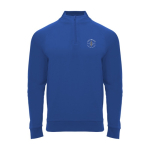 Sweatshirt desportiva com meio fecho de correr em poliéster 200 g/m² Roly cor azul real vista impressão serigrafia