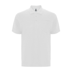 Polo piqué unissexo em algodão e poliéster com bolso 190 g/m² Roly cor branco