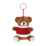 Porta-chaves natalício de peluche em forma de urso personalizável cor vermelho primeira vista