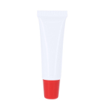 Bálsamo labial em forma de creme em tubo branco e tampa colorida FPS15 cor vermelho primeira vista