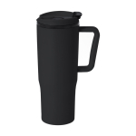 Caneca térmica de PP reciclado com asa de pega ergonómica 800 ml cor preto primeira vista