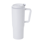 Caneca térmica de PP reciclado com asa de pega ergonómica 800 ml cor branco primeira vista