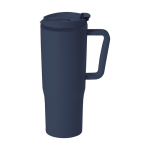 Caneca térmica de PP reciclado com asa de pega ergonómica 800 ml cor azul-marinho primeira vista