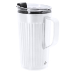 Caneca térmica de aço inoxidável reciclado com pega lateral 350 ml cor branco primeira vista