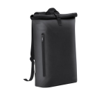 Mochila roll-top para portátil feita de PU de toque macio 15'' cor preto primeira vista