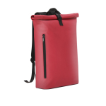 Mochila roll-top para portátil feita de PU de toque macio 15'' cor vermelho primeira vista