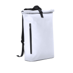 Mochila roll-top para portátil feita de PU de toque macio 15'' cor branco primeira vista