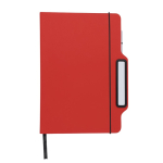 Caderno de capa dura e suporte lateral para o telemóvel, folhas lisas A5 cor vermelho primeira vista