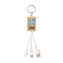 Porta-chaves com logotipo e cabos USB cor madeira