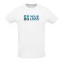 T-shirt unissexo para brindes corporativos cor branco