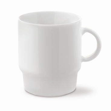 Caneca de porcelana branca empilhável feita na UE 250 ml