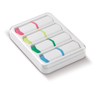 Kit de 4 marcadores mini de diferentes cores em caixa transparente