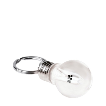 Porta-chaves publicitário em forma de lâmpada com luz branca Bulb
