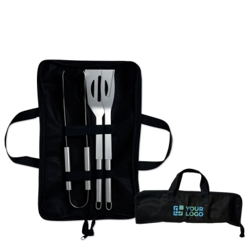 Conjunto de 3 utensílios para barbecue com bolsa non-woven Brasserie