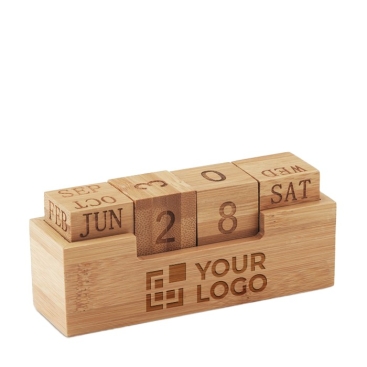 Calendário de madeira de bambu perpétuo para mesa Bamboo