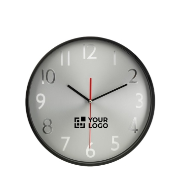 Relógio publicitário com mostrador prateado para empresas WallClock