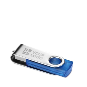 Usb personalizada com corpo transparente - azul