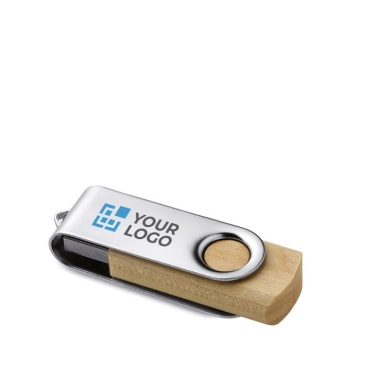 Pen USB de madeira clara ou escura com clipe giratório Woodmate