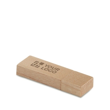 Clássica pen USB com estrutura de madeira com logótipo USB Ecológica