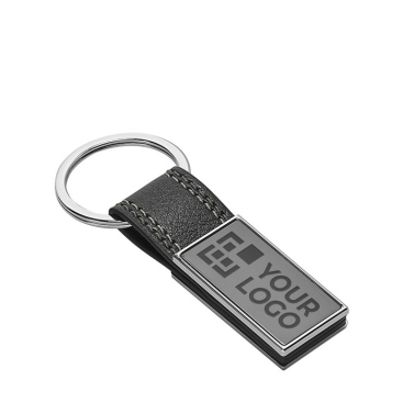 Porta-chaves corporativo clássico preto com costuras coloridas Allure