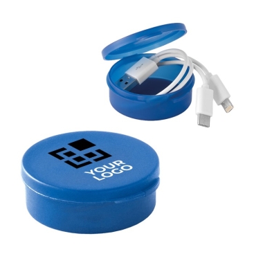 Cabo USB com 3 conetores em caixinha  cor azul real varias cores