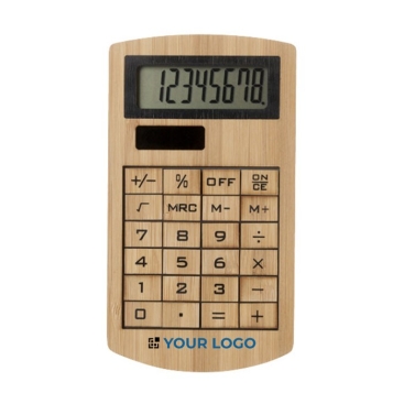 Calculadora com logotipo fabricada em bambu de 8 dígitos Bamboo