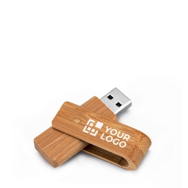 Memória Usb rotativa de madeira de bambu cor madeira escura