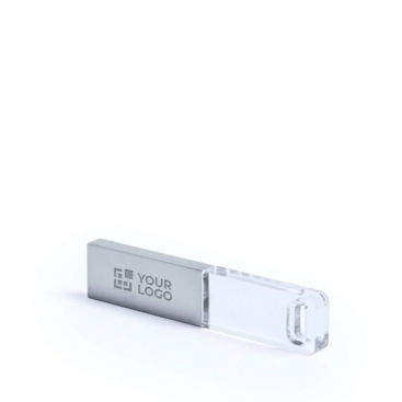 Pen drive de metal e vidro com luz led e logo