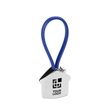 Porta-chaves de metal forma de casa e faixa de borracha colorida Bolky
