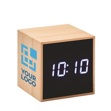Relógio despertador com caixa de bambu de cubo Bamboo Cube