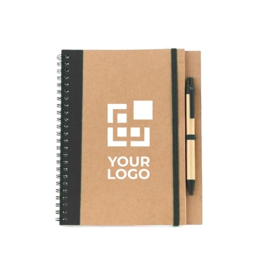Cadernos reciclados com caneta e argolas, folhas A5 lisas Colouring