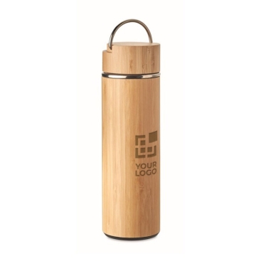 Termo personalizável de aço e bambu com infusor 480ml Natura