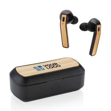 Auriculares publicitários com partes em bambu