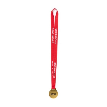 Medalha metálica dourada com fita de poliéster para oferecer Champ