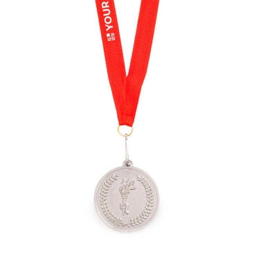 Medalha metálica com motivo olímpico com fita vermelha Rank