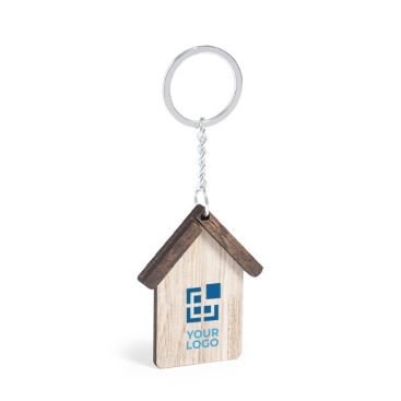 Porta-chaves em madeira com desenho de casa