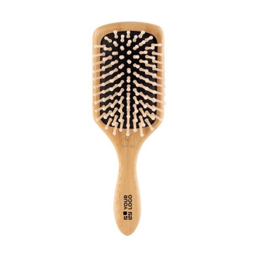 Escova de cabelo personalizada de bambu com o logótipo Black