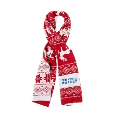 Cachecol, poliéster acrílico, design Natal vermelho/branco