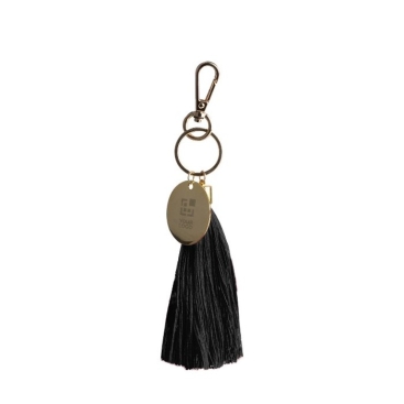 Porta-chaves estilo pompom de algodão com mosquetão dourado